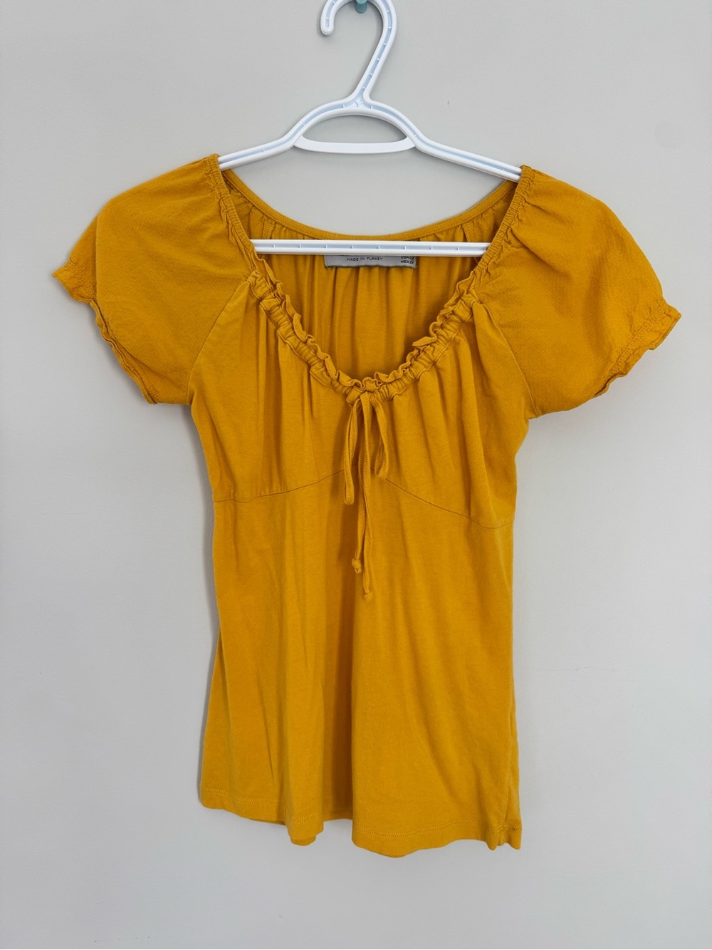 Zara Mustard Ruffle-Trim Short Sleeve Tee